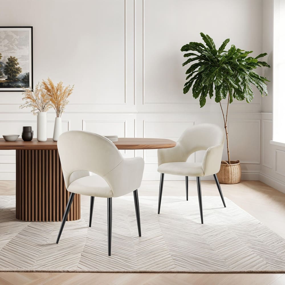 Lot 6 Fauteuils Aspect Velours Rembourré Max 120 Kg Crème
