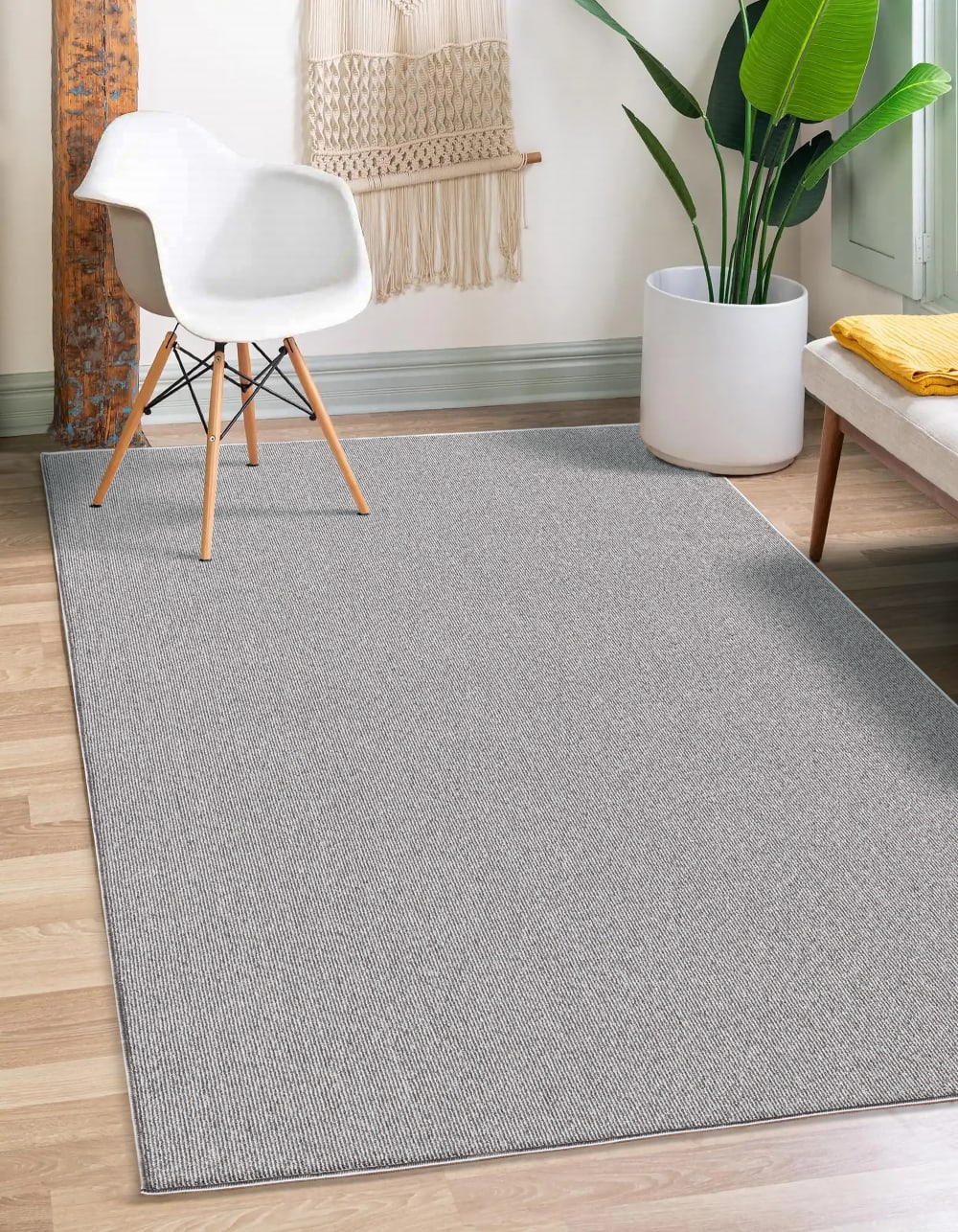 Tapis moderne uni anti-salissures, Gris, 160 x 230 cm