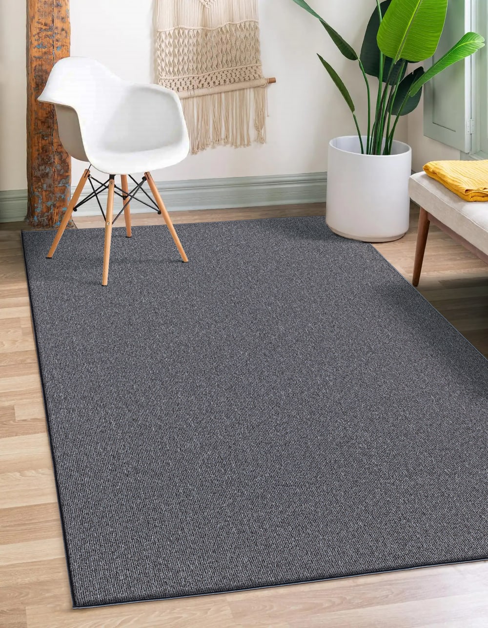 Tapis moderne uni anti-salissures, Anthracite, 240 x 340 cm