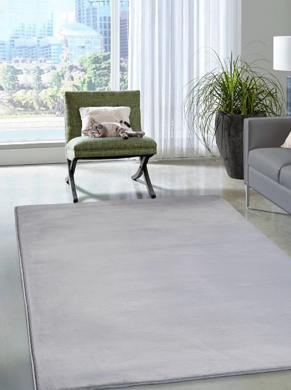 Tapis moderne fausse fourrure, gris, 160 x 220 cm