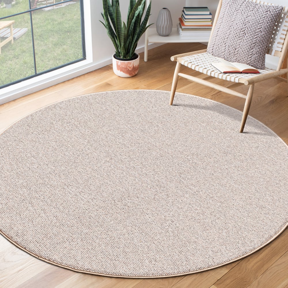 Tapis moderne uni anti-salissures, Beige, 80 cm rond