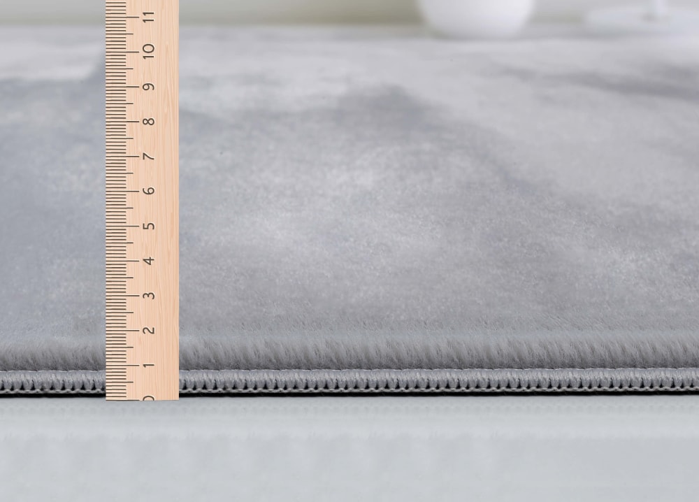 Tapis fausse fourrure poil court, gris, 200 cm rond