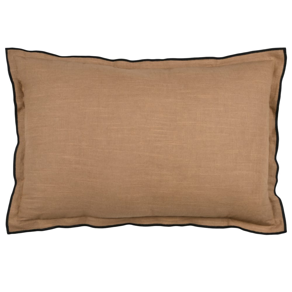 Coussin Volant Plat Feston Noir Coton