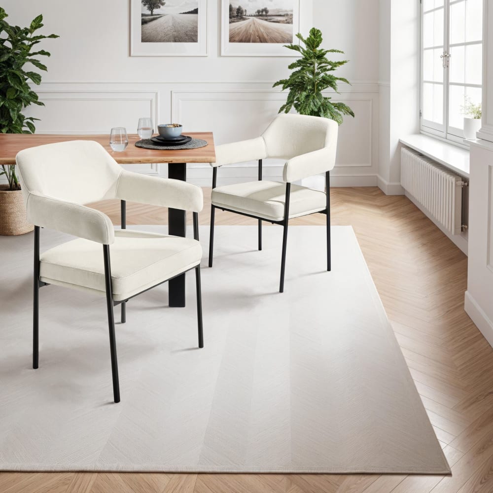 Lot 2 Fauteuils Rembourrés Pieds En Acier Dossier Continu Noir/blanc