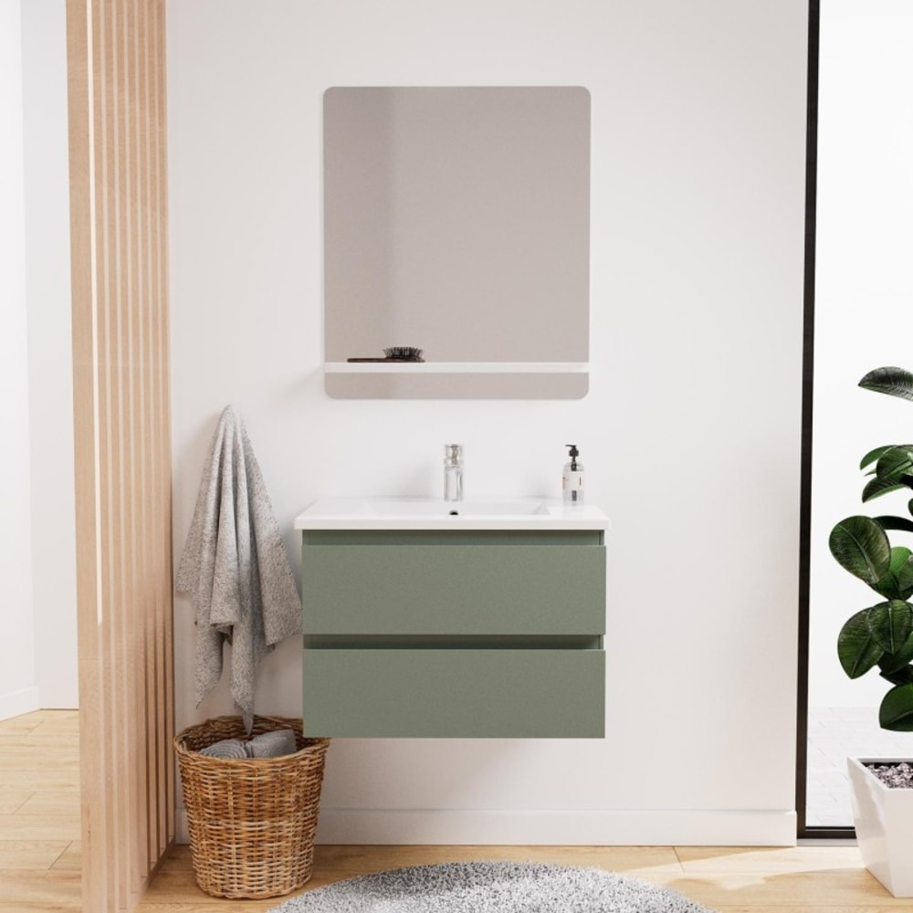 Ensemble meuble simple vasque SORRENTO 60 cm + robinet + miroir