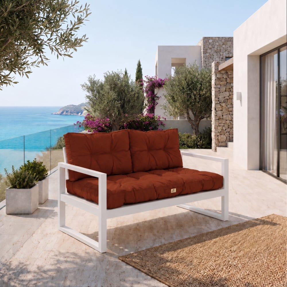 Ensemble Coussins Capitonné Banquette 120x60 Terracotta - Épais 15cm (1 Assise + 2 Dossiers)