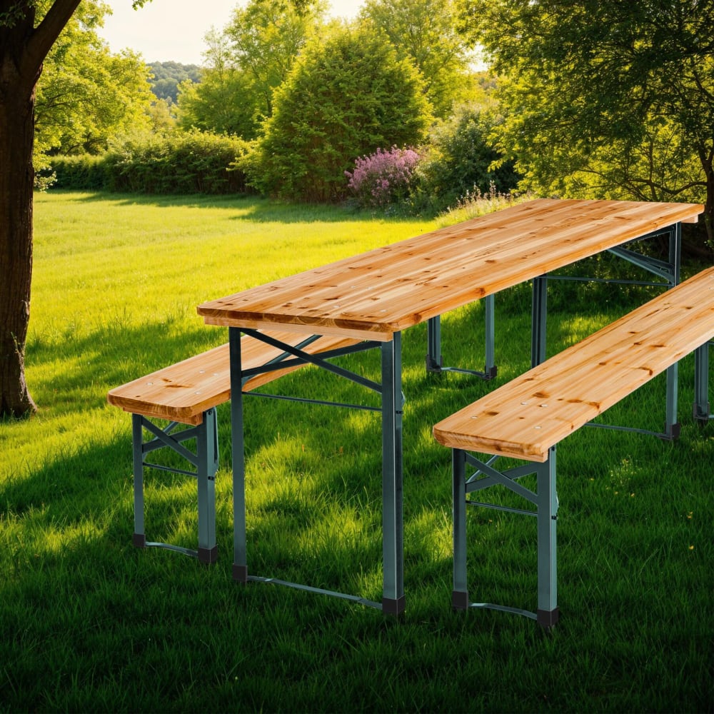 Ensemble De Table Et Bancs 3 Pièces Pliables Pour 8 Personnes