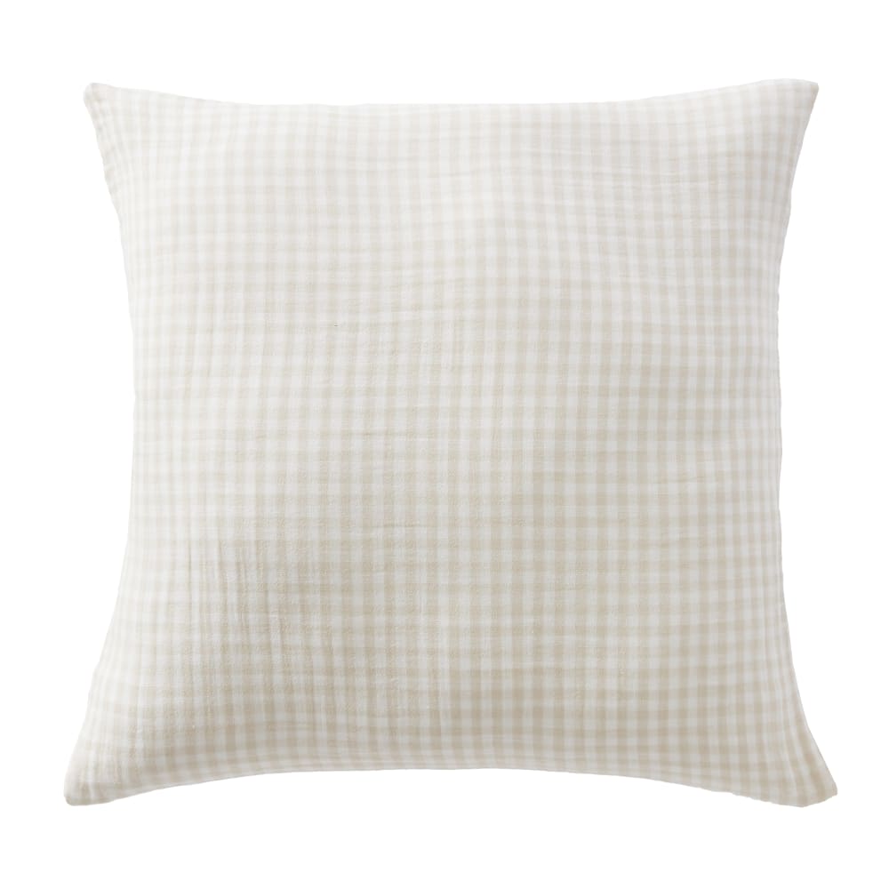 Taie D'oreiller 60x60 Cm Gaze De Coton Quadri Naturel