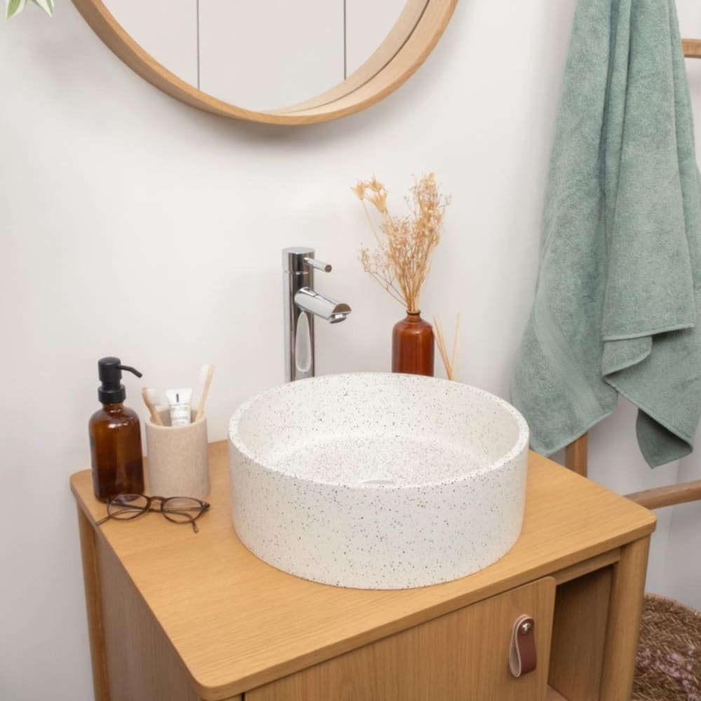 Vasque à poser ronde en terrazzo 36cm