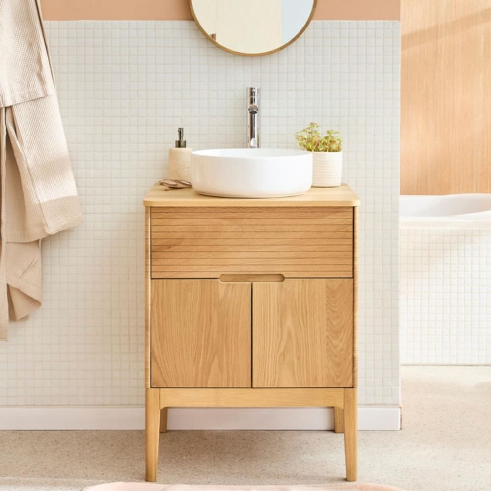 Ensemble meuble simple vasque ALASKA 60cm + vasque + robinet