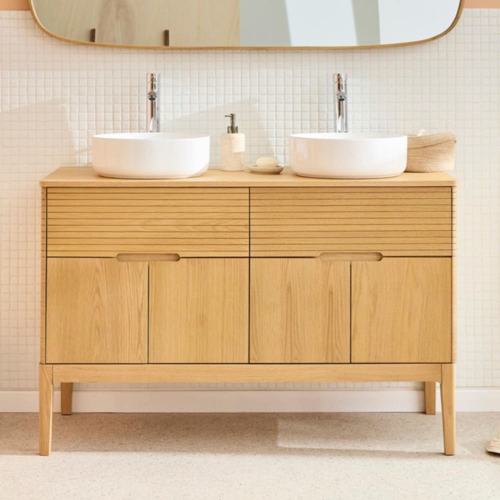 Ensemble meuble double vasque ALASKA 120cm + vasque
