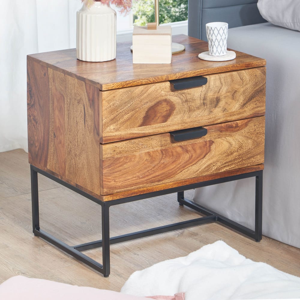 Finebuy Table De Chevet Bois Massif 50x40x51 Cm Table De Nuit D'appoint Haute