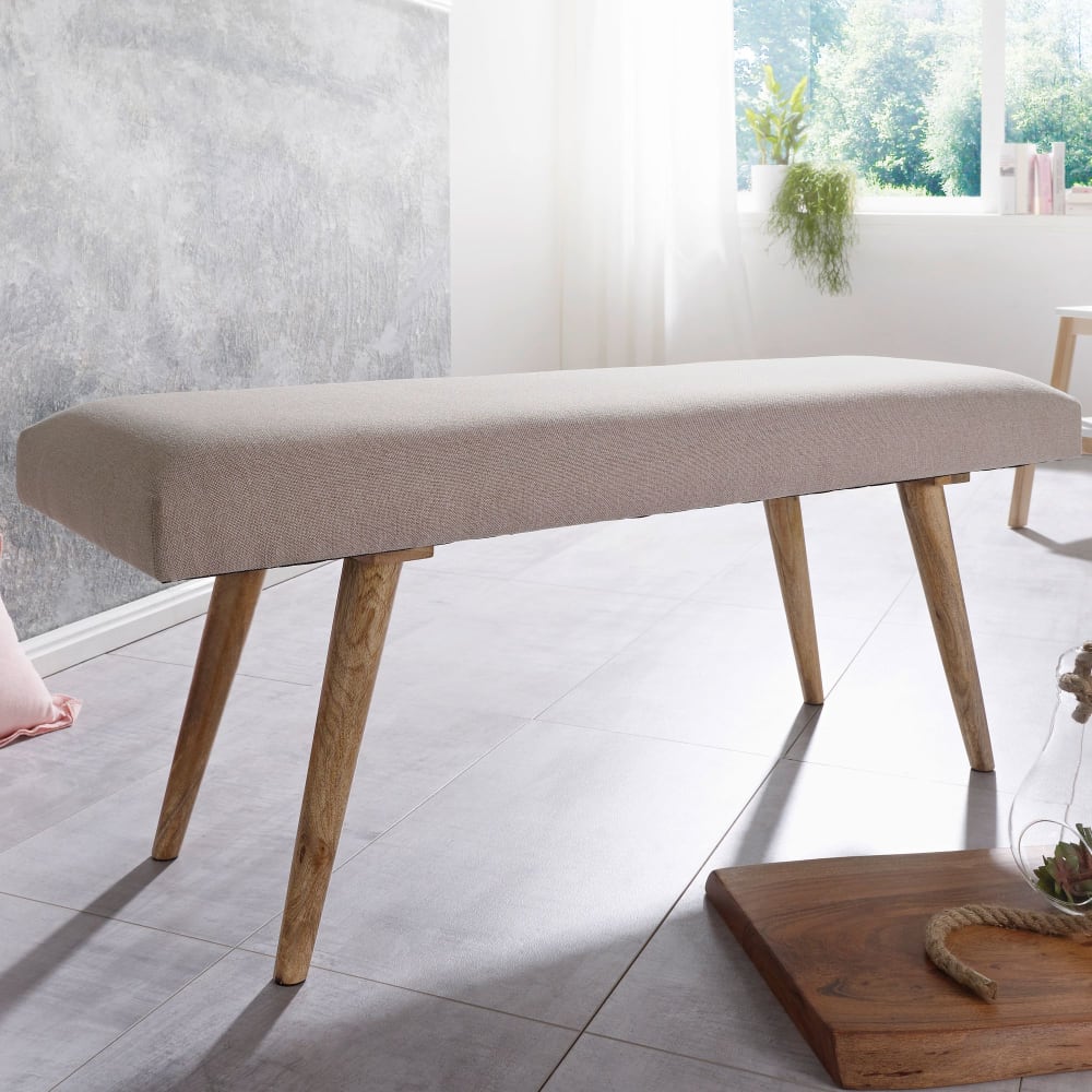 Finebuy Banc En Tissu 117 Cm Bois Massif Rembourré Banc Banquette Salle À Manger