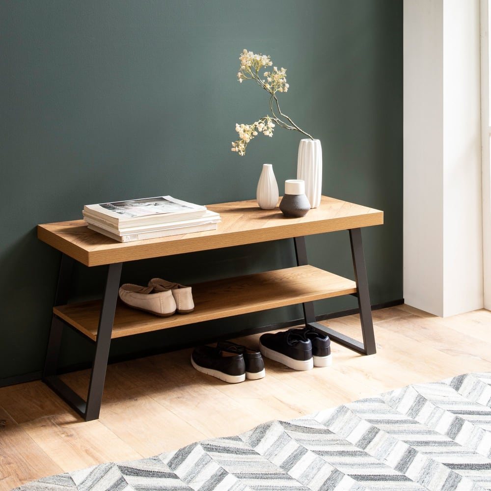 Finebuy Banc De Rangement À Chaussure Entrée 100 Cm Étagère A Chaussures Chêne