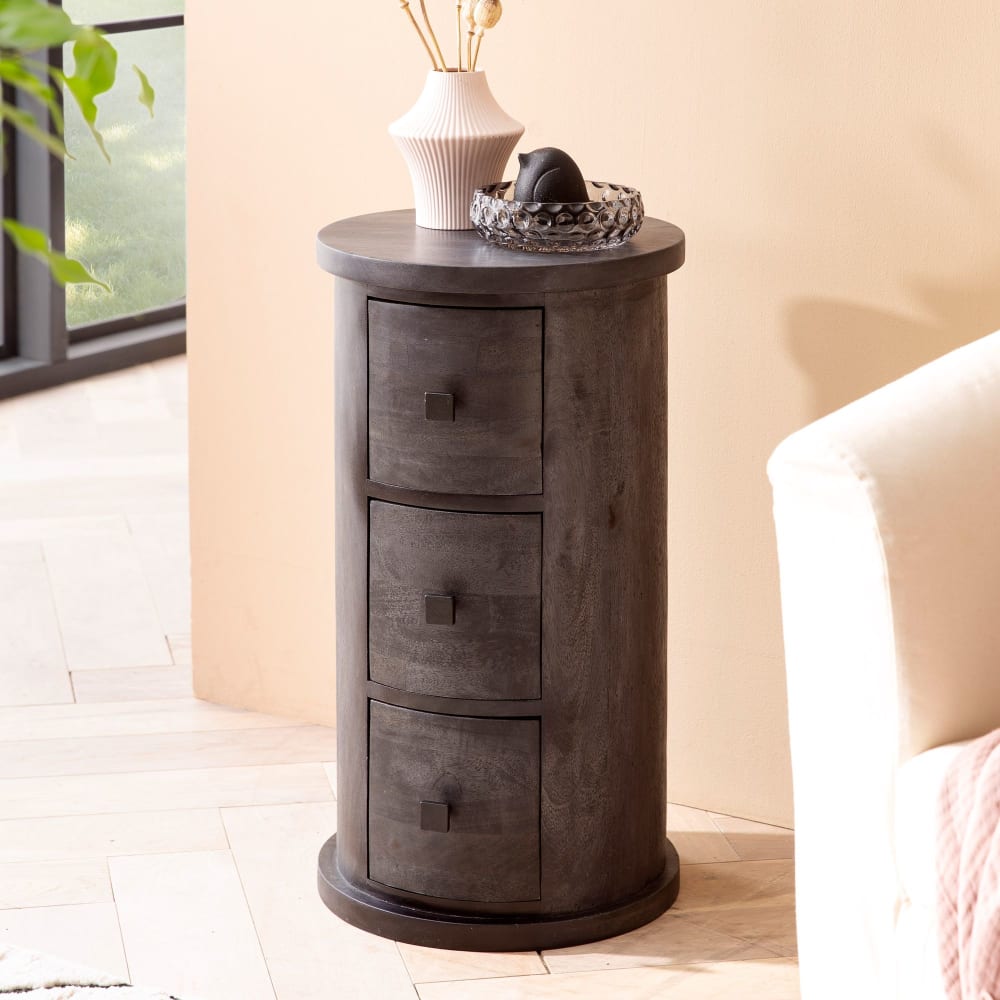 Finebuy Buffet Ronde Commode Mango Bois Massif Avec Tiroirs Moderne Chambre