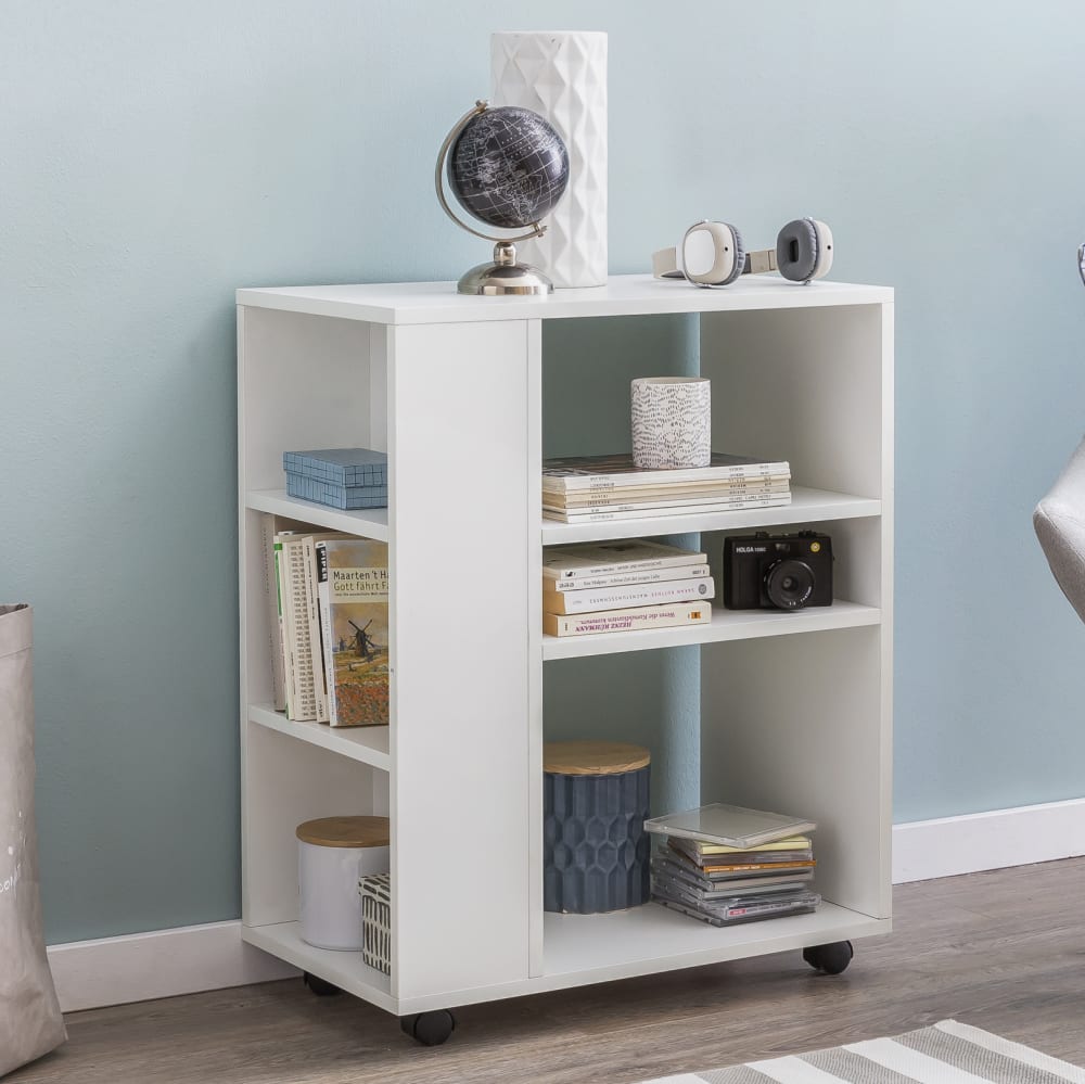Finebuy Chariot À Étagères Blanc 60x75x35 Cm Chariot À Étagères Avec Table D'appoint À Roulettes