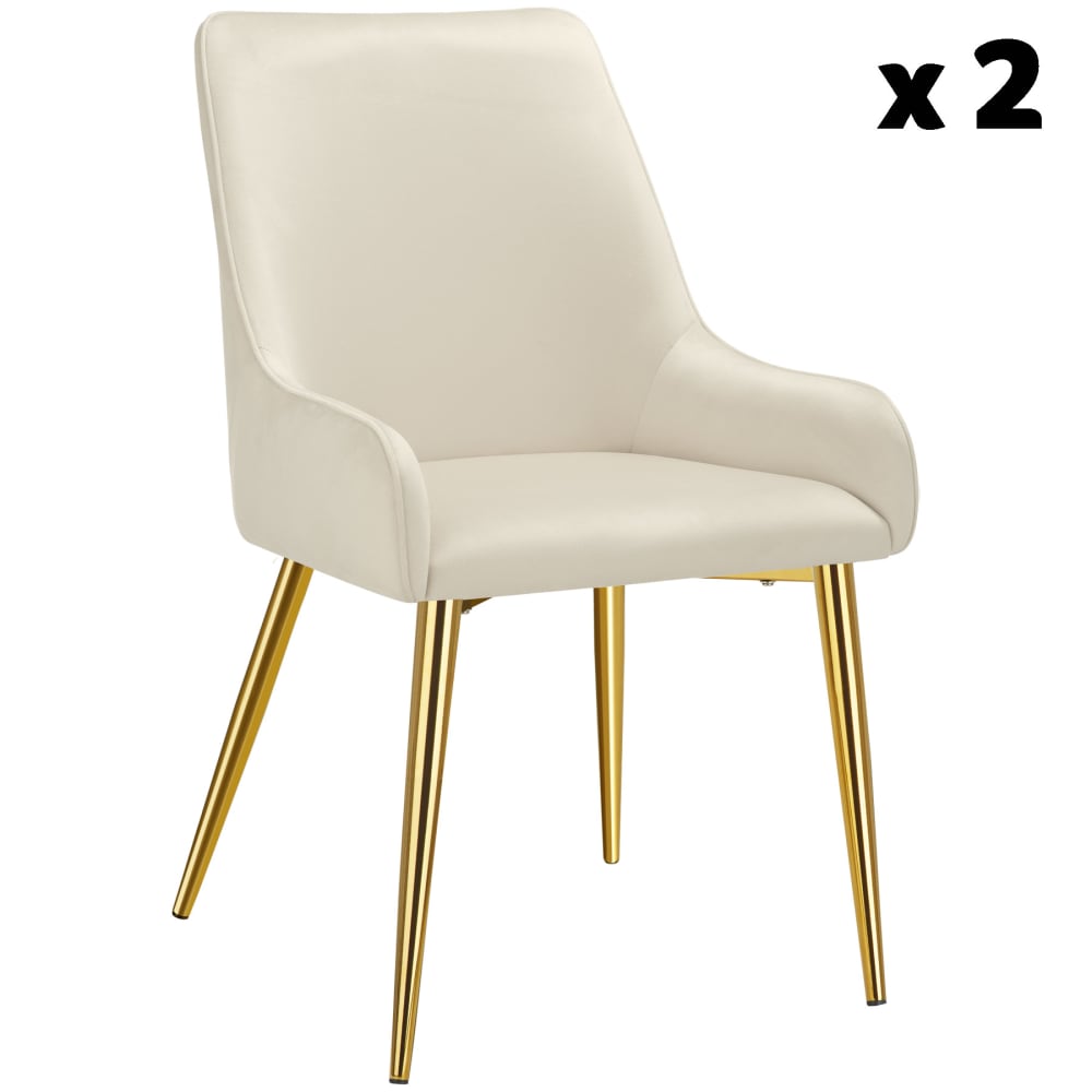 Lot 2 Chaises Rembourrées Style Scandinave Aspect Velours Beige