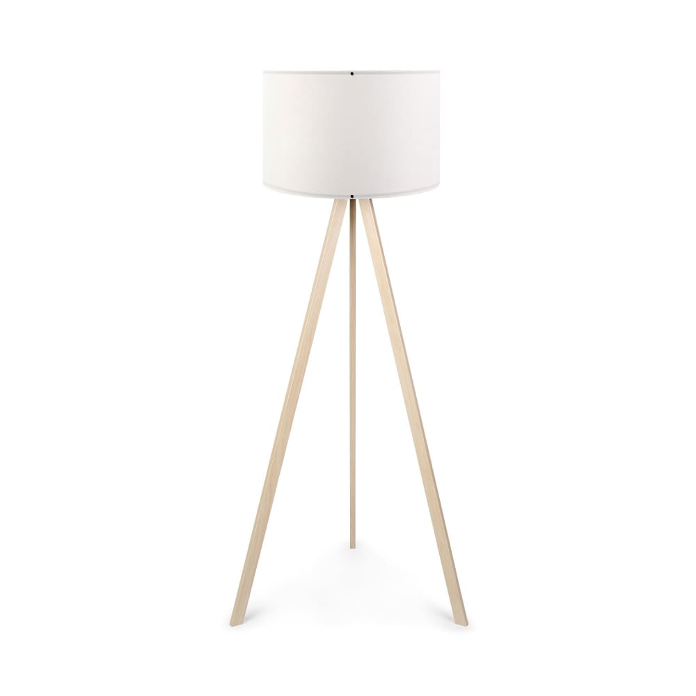 Luminaire trépied 140 cm en bois décor chêne et blanc