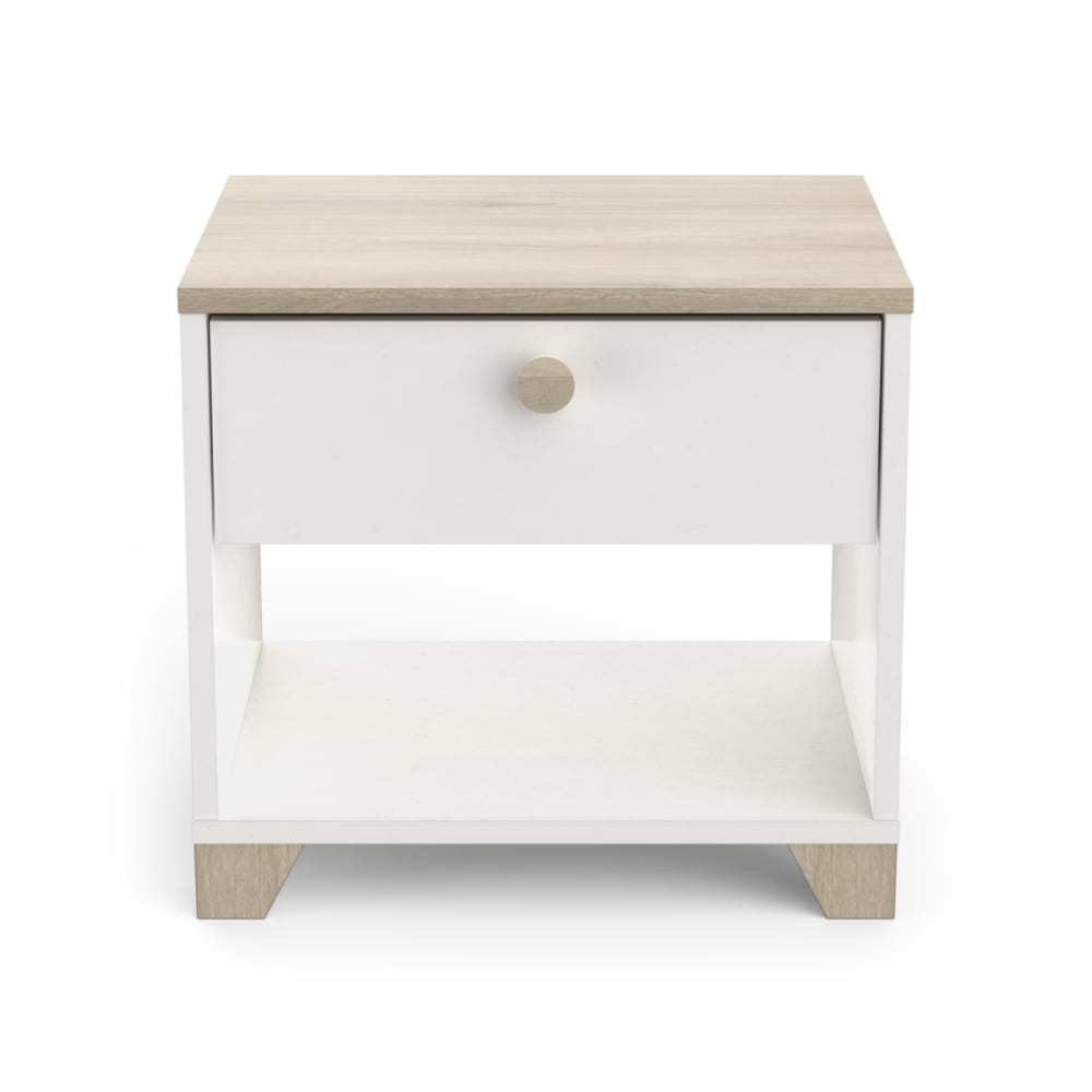 Chevet 1 tiroir 43 cm blanc et chêne kronberg - HUNDA