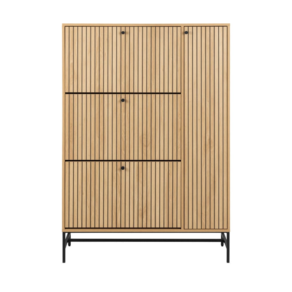 Storo - Meuble à chaussures 4 portes en bois et métal L98,7cm - Bois clair