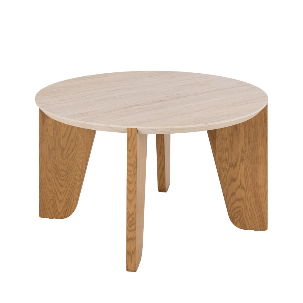 Vivo - Table basse ronde en effet travertin diam.80cm - Beige