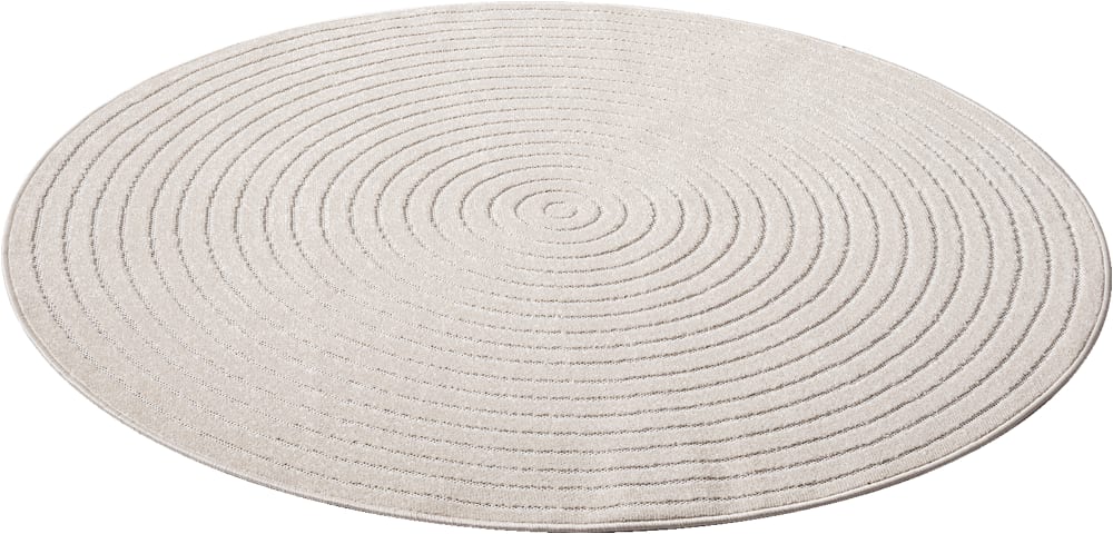 Tapis extérieur intérieur terrasse moderne bohème, crème, 160 cm, rond
