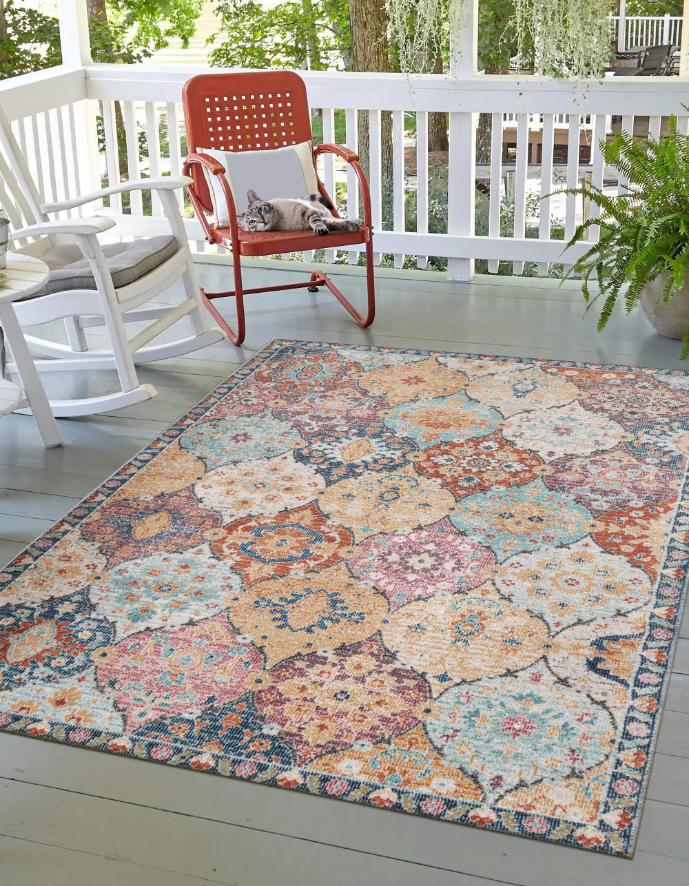 Tapis extérieur terrasse cuisine balcon, multicolore, 160 x 230 cm