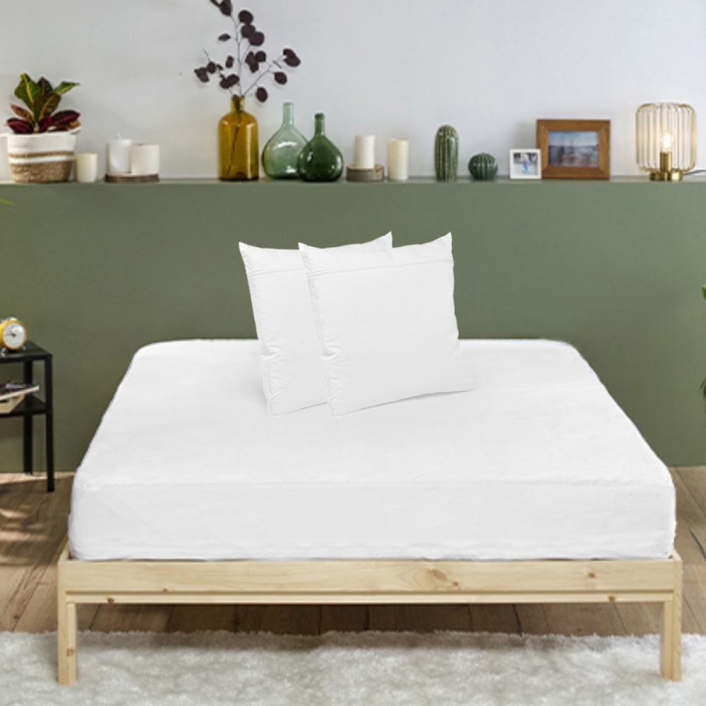 Pack ANTI-PUNAISES DE LIT Protège-matelas 140x190cm + 2 Protège oreillers 63x63cm imperméables