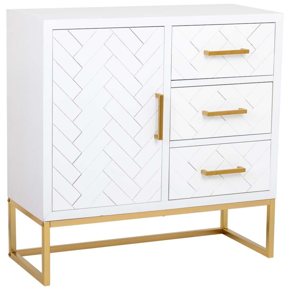 Buffet avec 1 porte et 3 tiroirs en bois et métal 80x34x80h cm