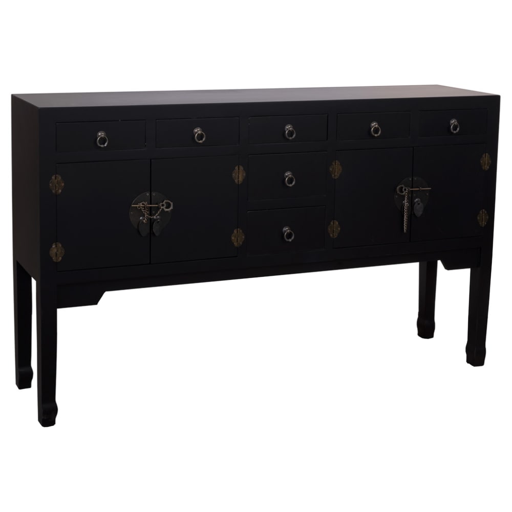 Buffet En Bois Avec 7 Tiroirs Et 2 Portes 128x26x78