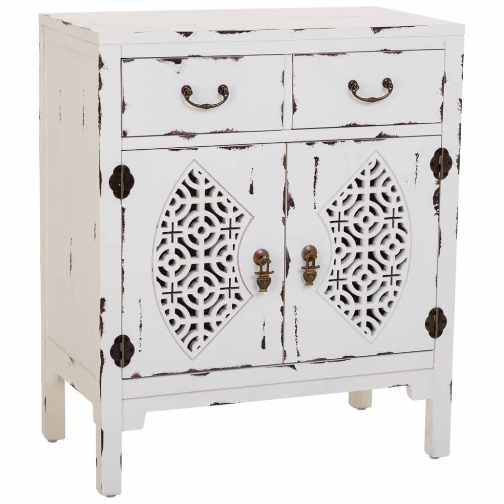 Meuble D'entrée En Bois Blanc 66x36x78h Cm