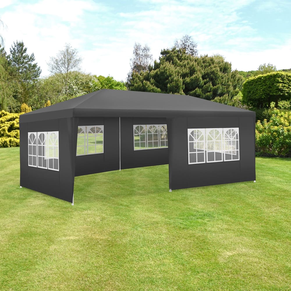 Pavillon Imperméable 6x3 M Avec 5 Parties Latérales Amovibles Gris