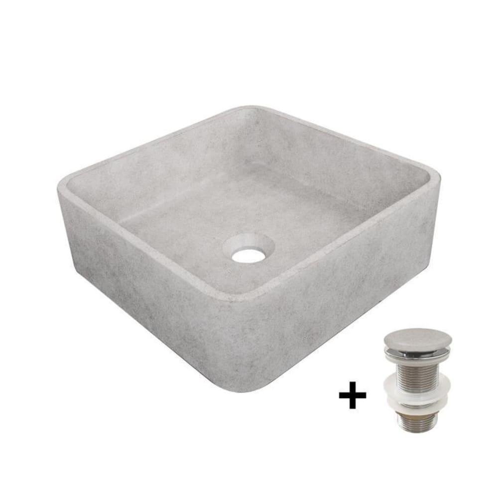 Vasque à poser carrée en béton ARTEA 36x36cm + bonde