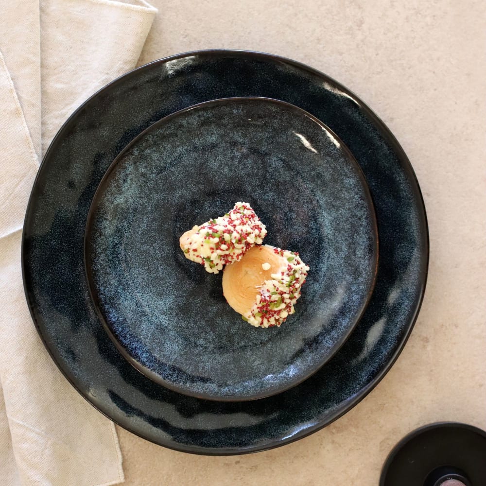 Lot De 6 Assiettes Plates En Grès Bleu 28cm Costa - Ogo Living