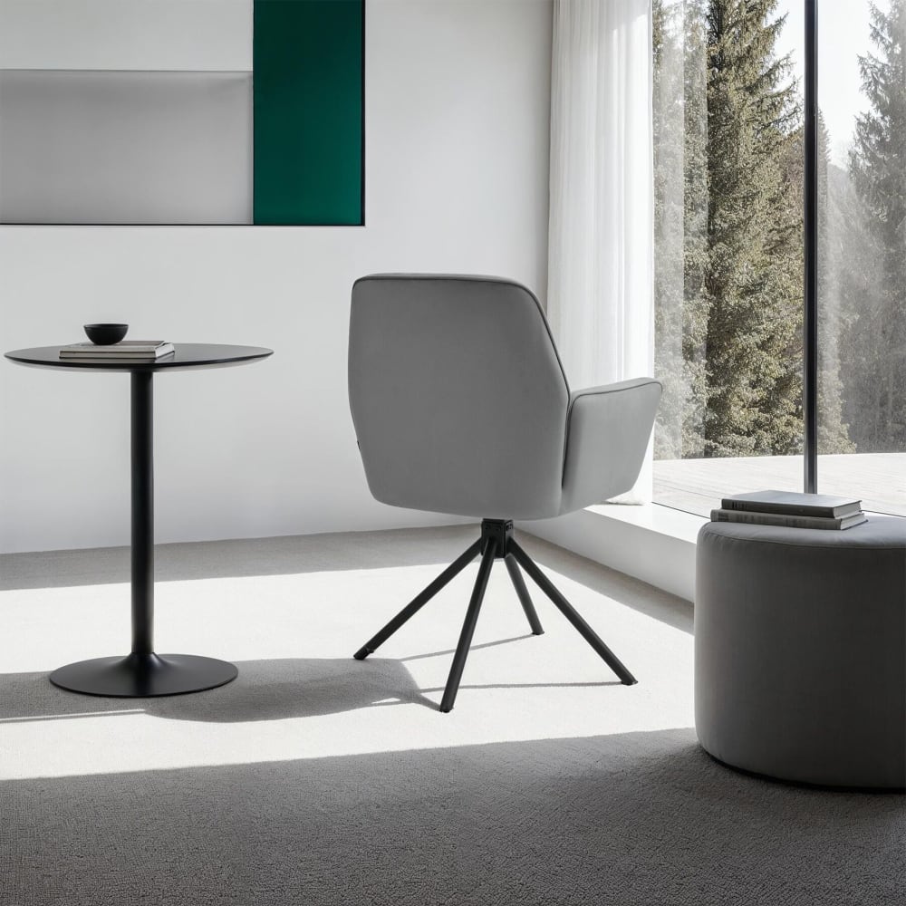 Lot De 4 Chaises Pivotantes 360° En Velours Rembourré Anthracite/noir
