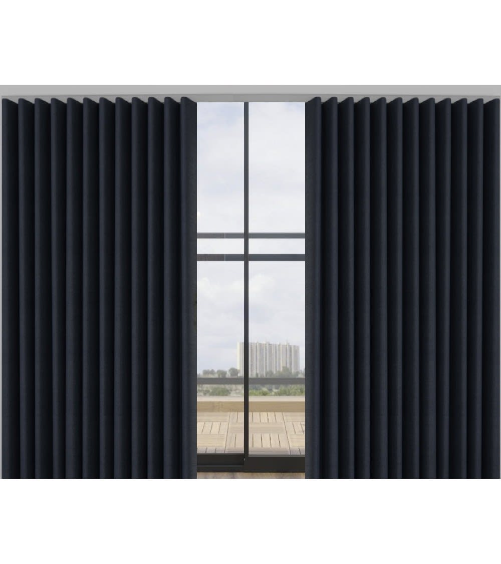 Tringle rail pour rideau effet vague ouverture centrale l.4 m noir