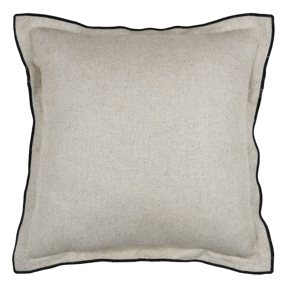 Coussin Poly-lin Volant Plat Feston Noir