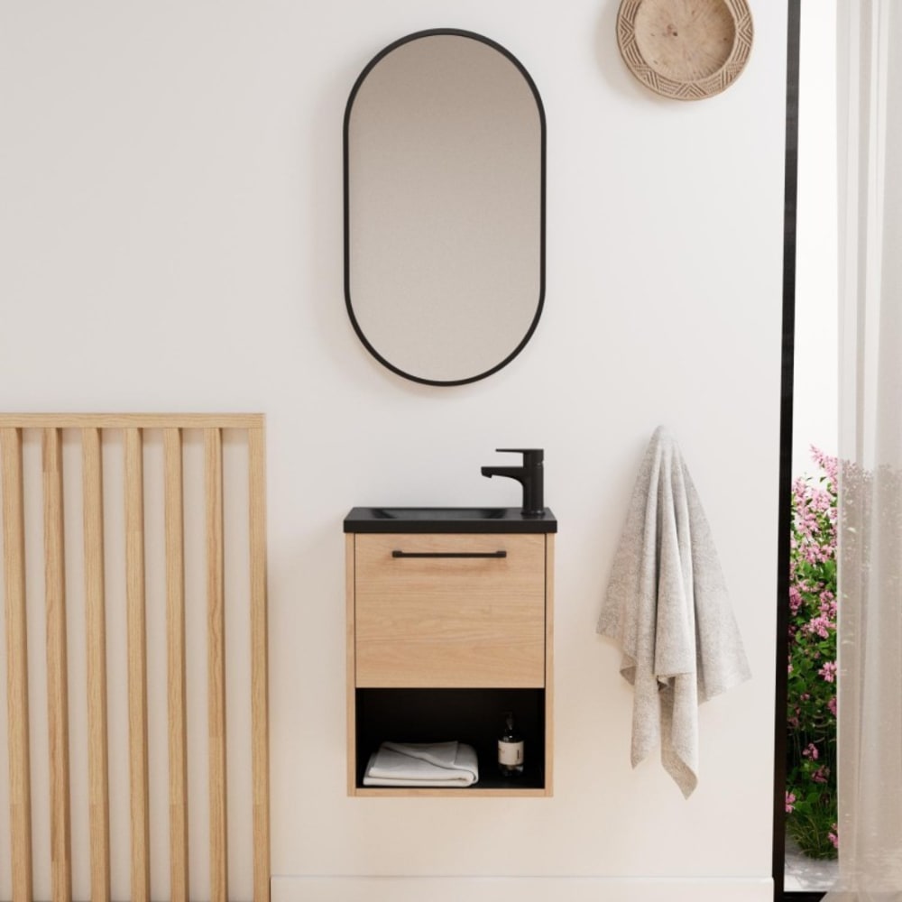 Ensemble lave-mains NIKA avec niche et miroir ovale