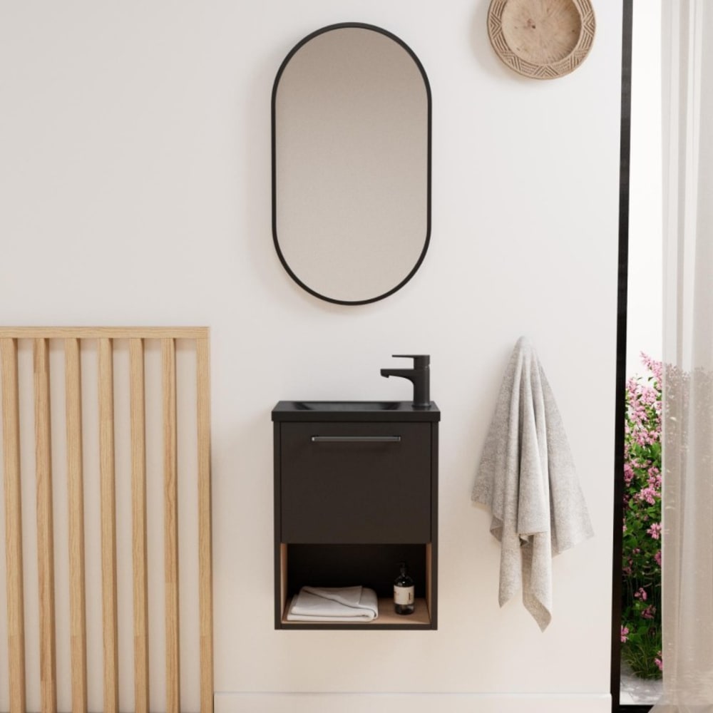 Ensemble lave-mains NIKA avec niche et miroir ovale