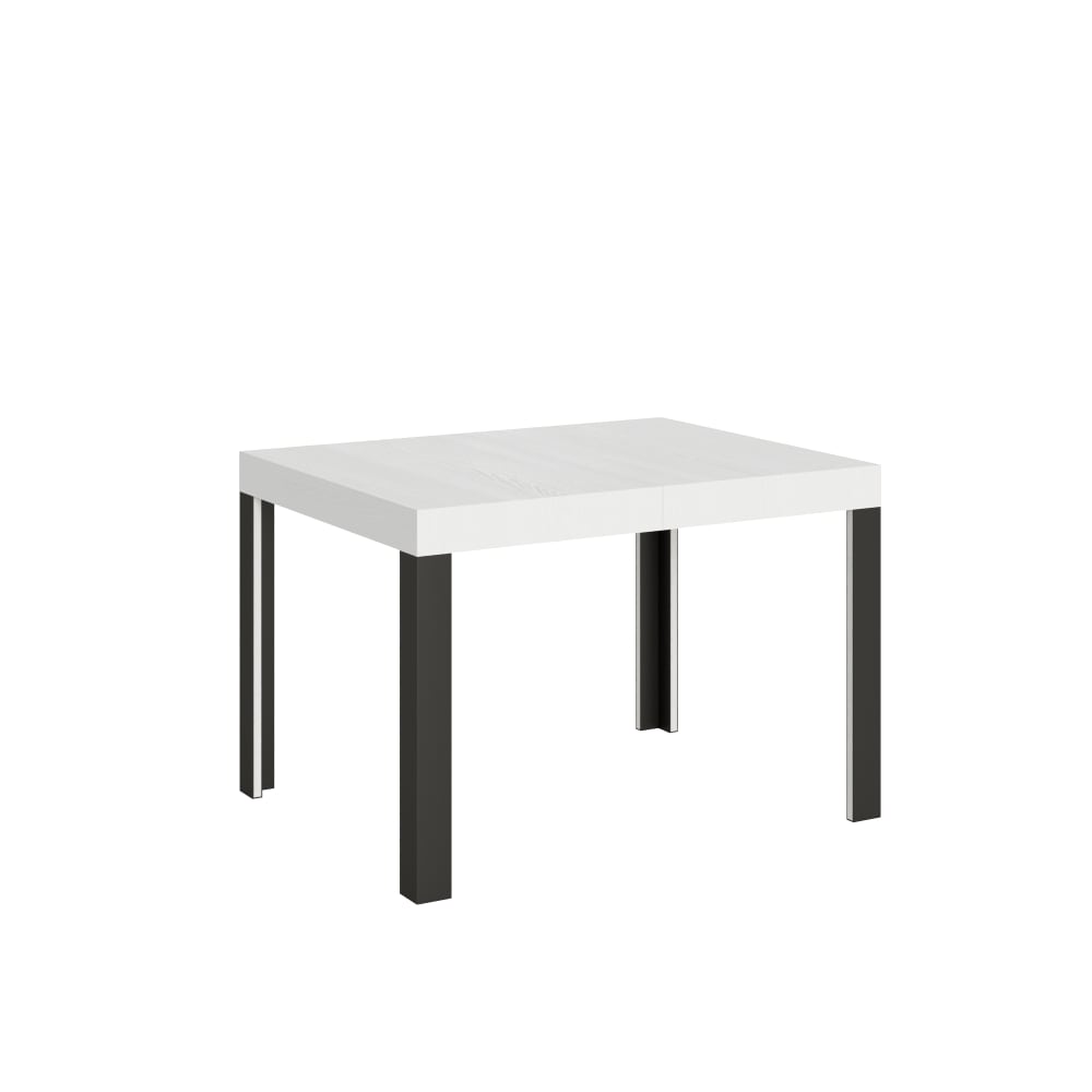 Table Extensible 80x120/204 Cm Ligne Frêne Blanc Structure Anthracite