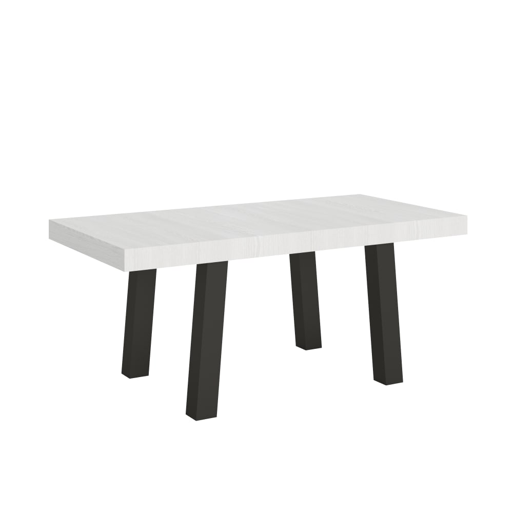 Table Extensible 200/304x90 Cm Bridge Frêne Blanc Pieds Anthracite