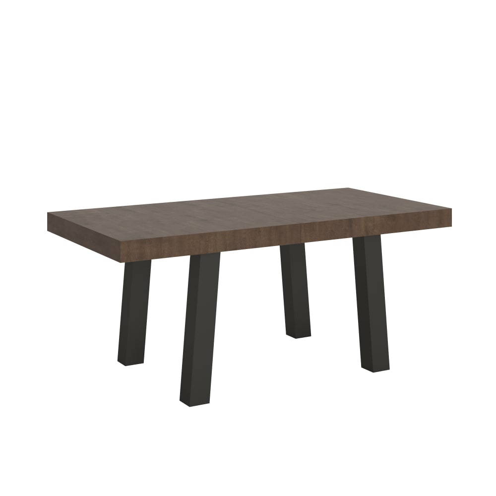 Table Extensible 200/460x90 Cm Bridge Noyer Pieds Anthracite
