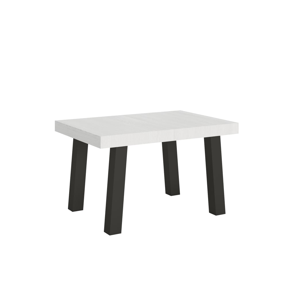 Table Extensible 140/400x90 Cm Bridge Frêne Blanc Pieds Anthracite