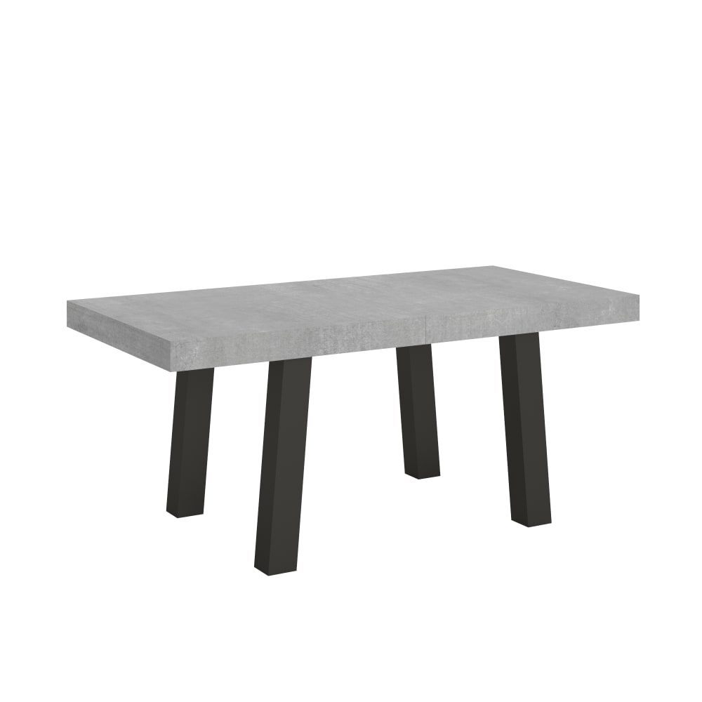 Table Extensible 200/304x90 Cm Bridge Gris Béton Pieds Anthracite