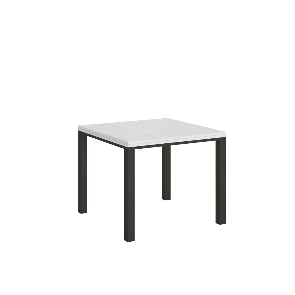 Table Ouvrante 90x90/180 Cm Everyday Libra Frêne Blanc Structure Anthracite