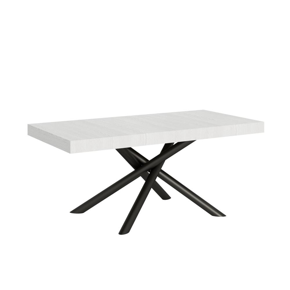 Table Extensible 200/304x90 Cm Famas Frêne Blanc Pieds Anthracite