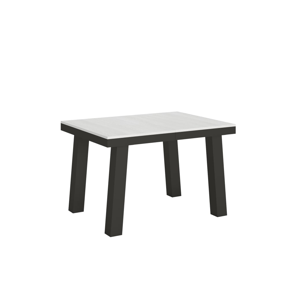 Table Extensible 120/380x90 Cm Bridge Evolution Frêne Blanc Cadre Et Pieds Anthracite