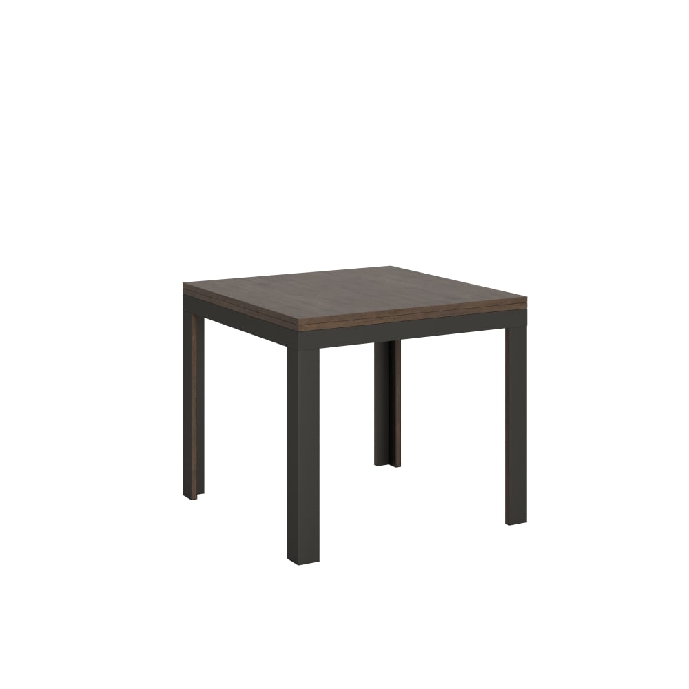 Table Ouvrante 90x90/180 Cm Ligne Libra Noyer Structure Anthracite