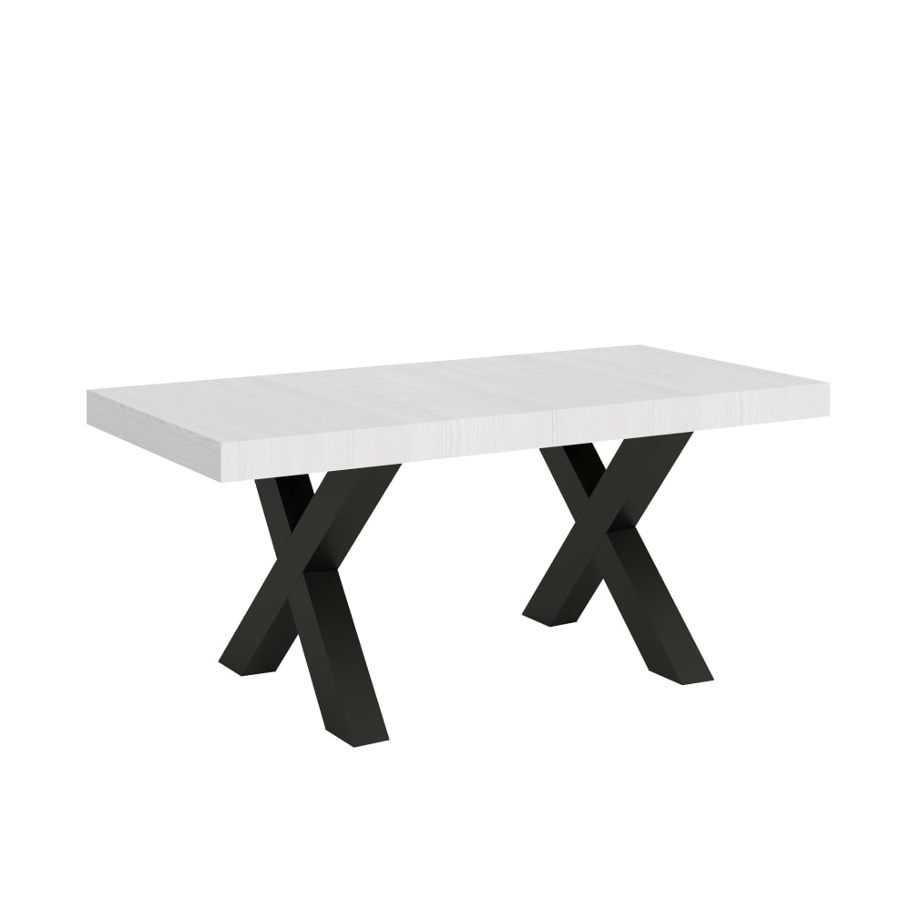 Table Extensible 200/460x90 Cm Traffic Frêne Blanc Pieds Anthracite