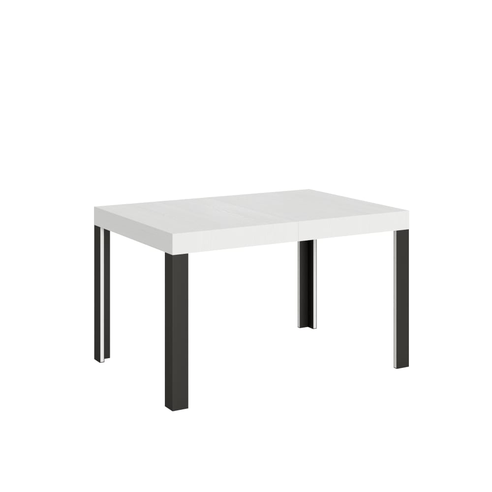 Table Extensible 90x120/224 Cm Ligne Frêne Blanc Structure Anthracite